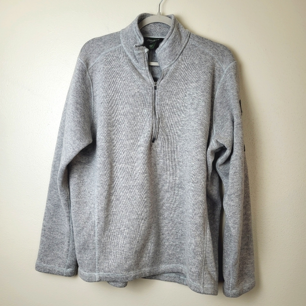 Eddie Bauer Heather Grey 1/4 Zip‎ Pull Over Sweatshirt Men's Size XL
